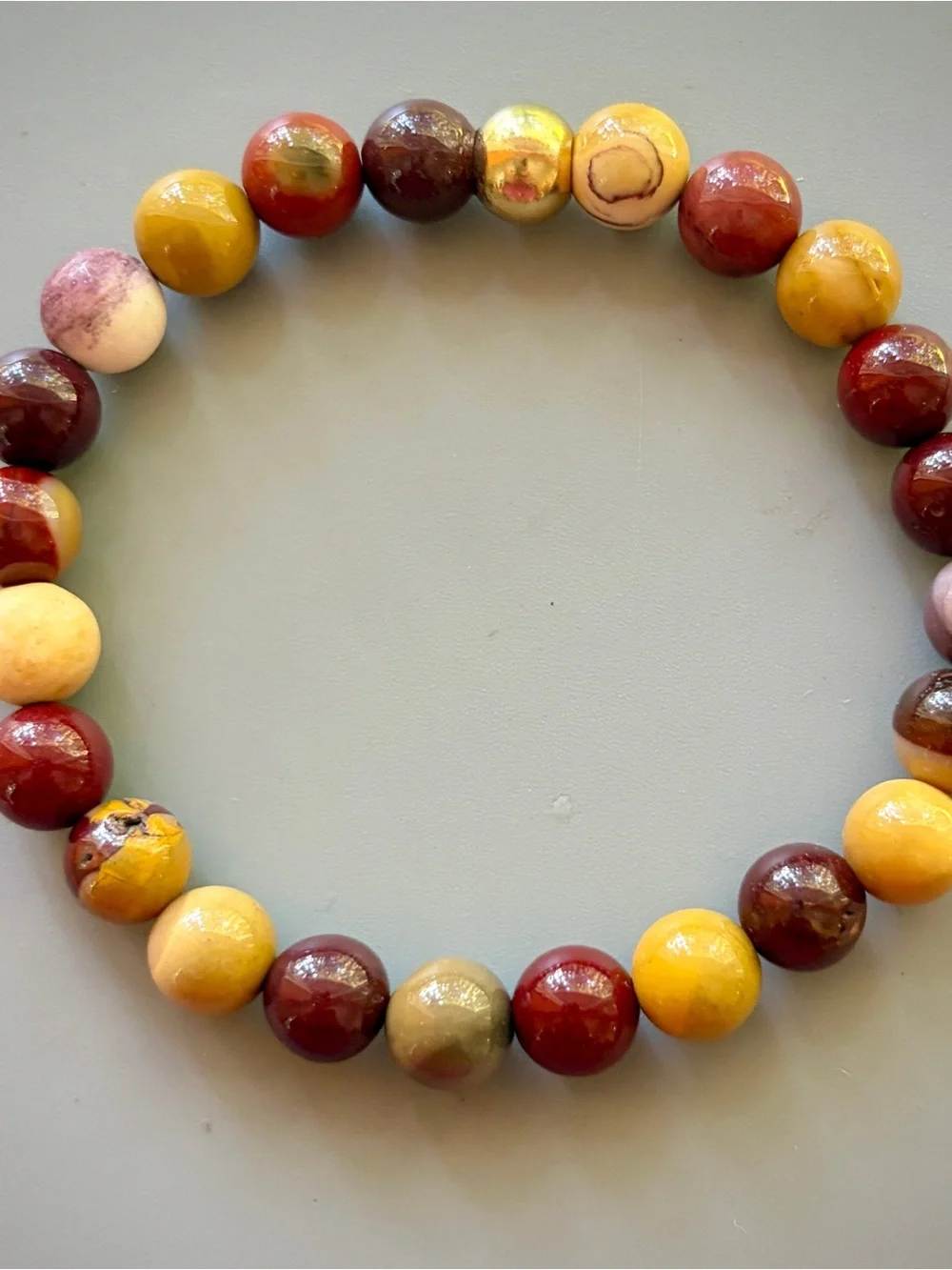 Natural Mookite Jasper Handcrafted Bead Bracelet